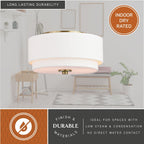 Burnaby Mid-Century Modern Deckenleuchte mit weißem Leinenschirm