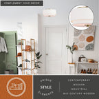 Burnaby Mid-Century Modern Deckenleuchte mit weißem Leinenschirm