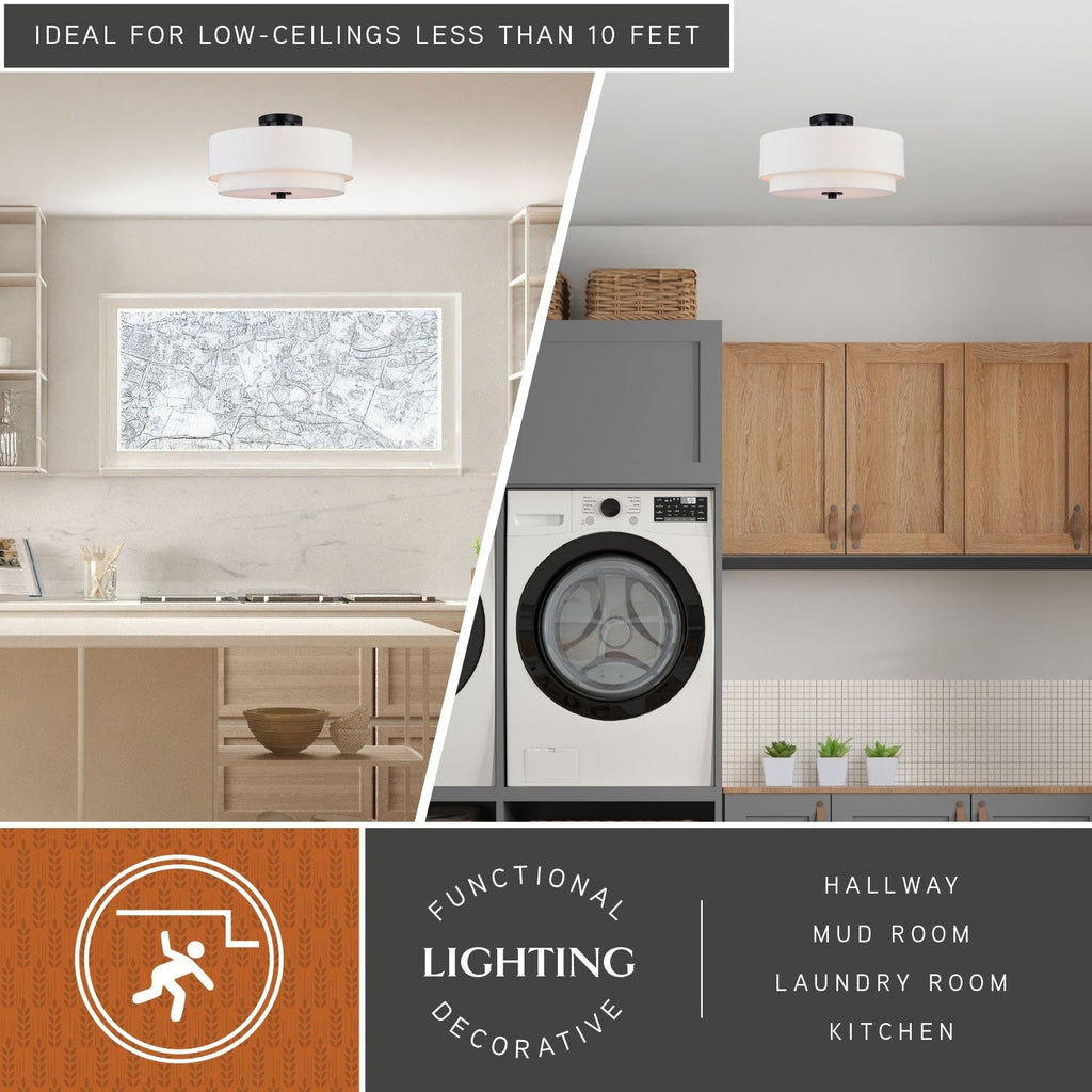 Burnaby Mid-Century Modern Deckenleuchte mit weißem Leinenschirm