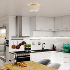 Burnaby Mid-Century Modern Deckenleuchte mit weißem Leinenschirm