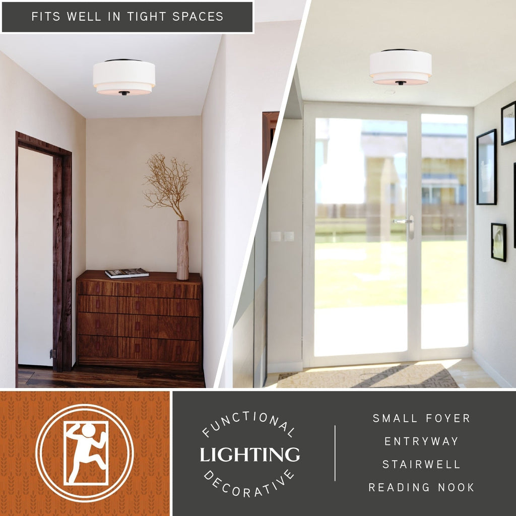 Burnaby Mid-Century Modern Deckenleuchte mit weißem Leinenschirm