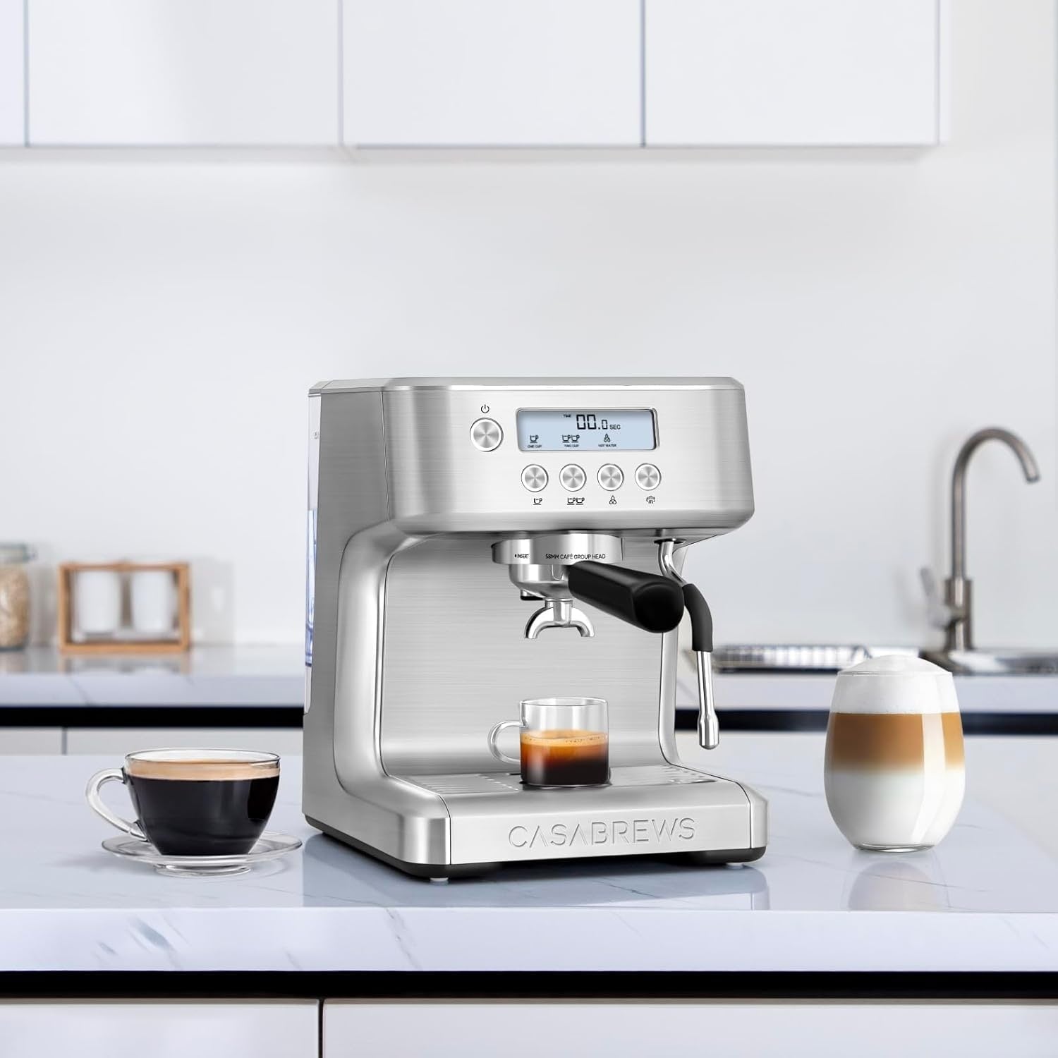 CASABREWS Ultra All-in-One Espressomaschine mit LCD-Display, Silber