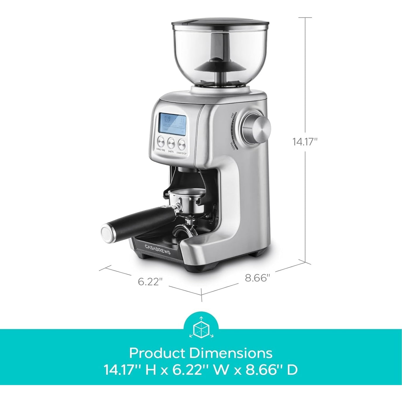 CASABREWS Tornado Elektrische Kaffeemühle mit konischem Mahlwerk, Silber - Nicht verfügbar