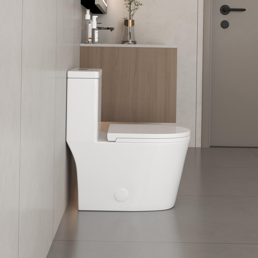 CB HOME 24'' Kompaktes, einteiliges WC, modernes Siphon-WC mit Zweimengenspülung und Soft-Close-Sitz, 16,5'' Komforthöhe
