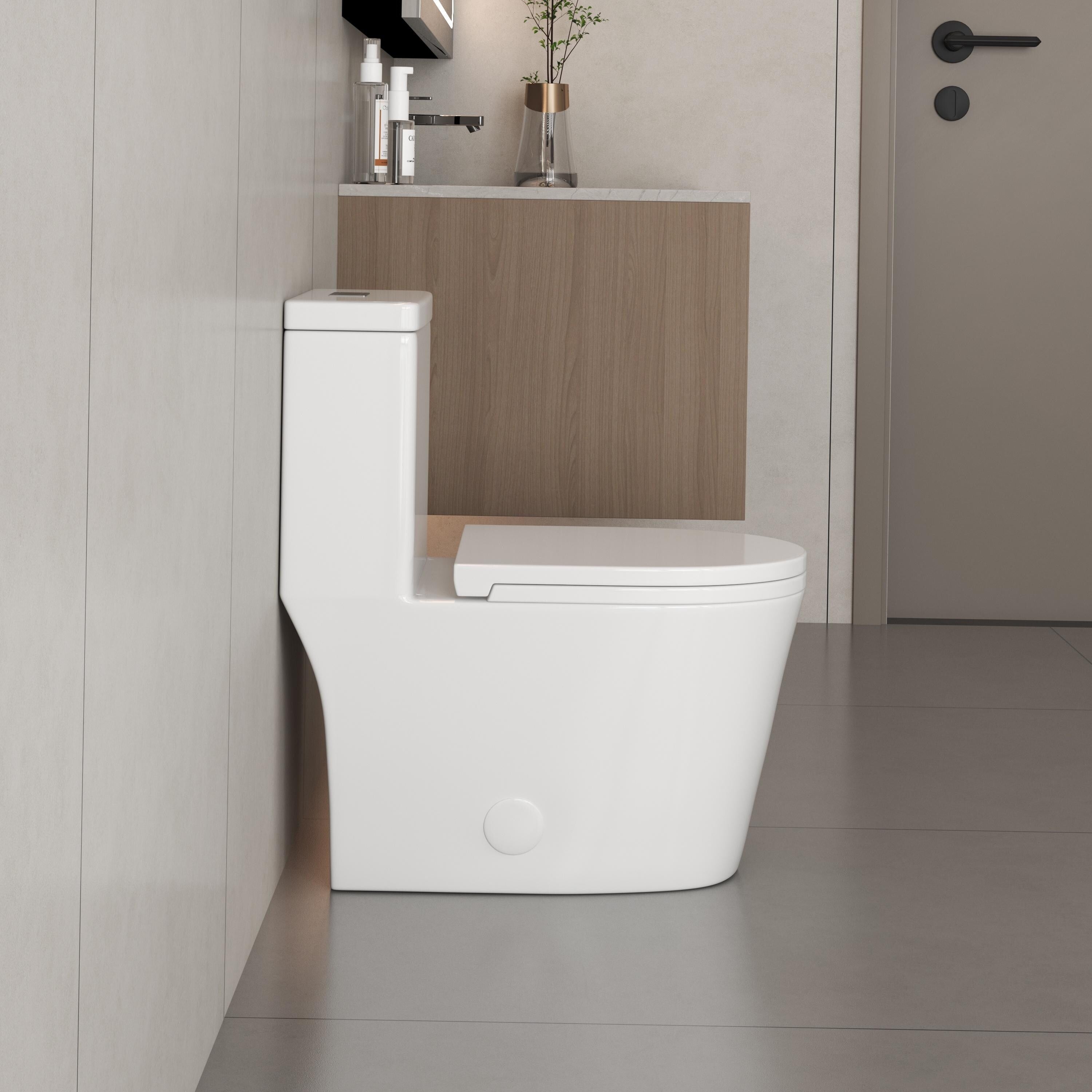 CB HOME 24'' Kompaktes, einteiliges WC, modernes Siphon-WC mit Zweimengenspülung und Soft-Close-Sitz, 16,5'' Komforthöhe