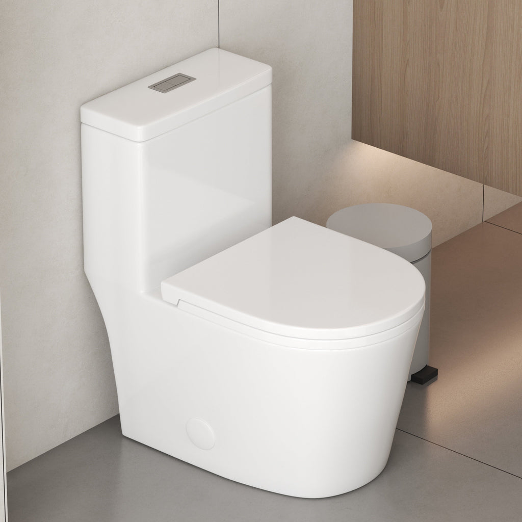 CB HOME 24'' Kompaktes, einteiliges WC, modernes Siphon-WC mit Zweimengenspülung und Soft-Close-Sitz, 16,5'' Komforthöhe