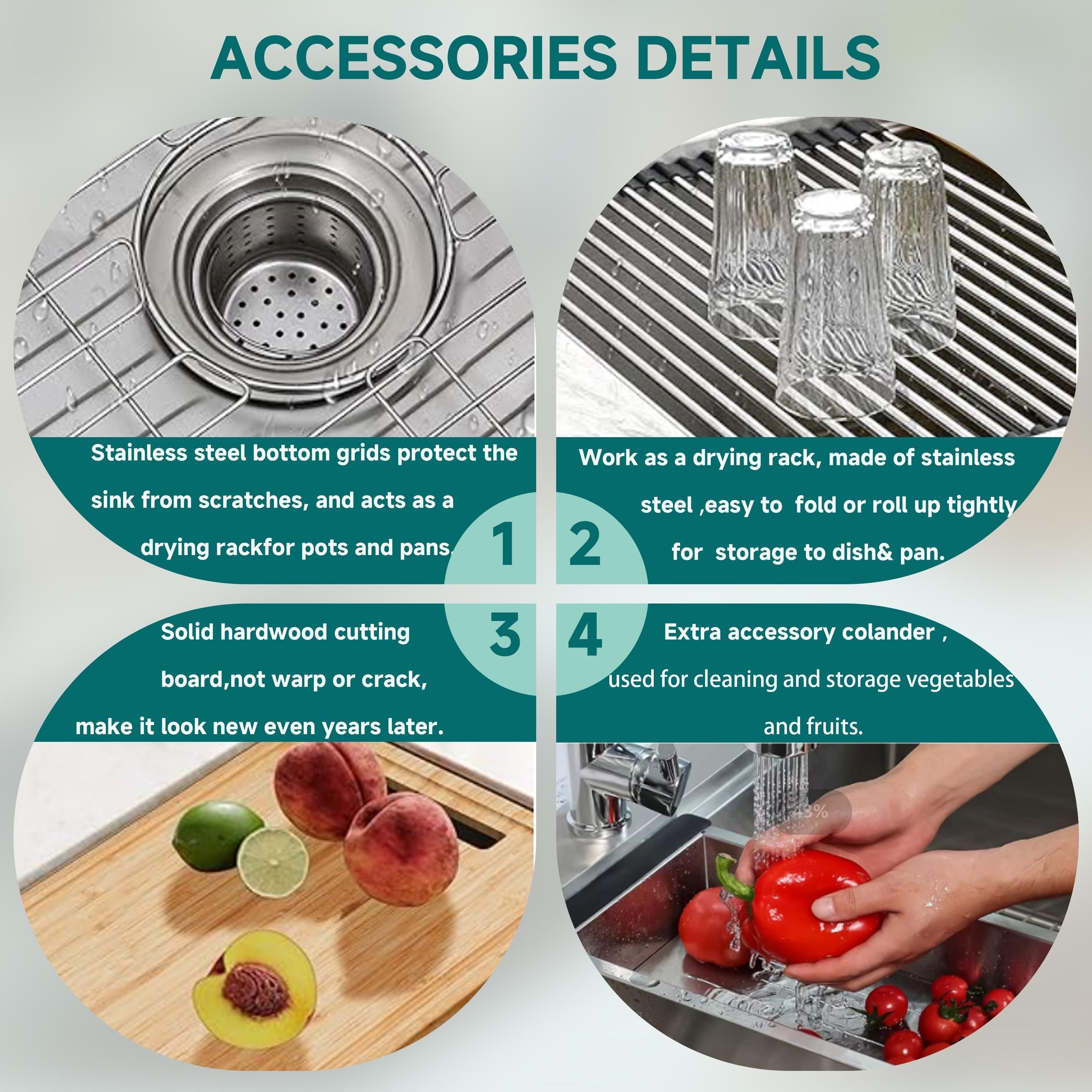 CB HOME 32'' Unterbau-Küchenspüle Gold, Einbau-Küchenspüle Schwarz/Edelstahl, Einzelbecken-Küchenspüle mit Zubehör