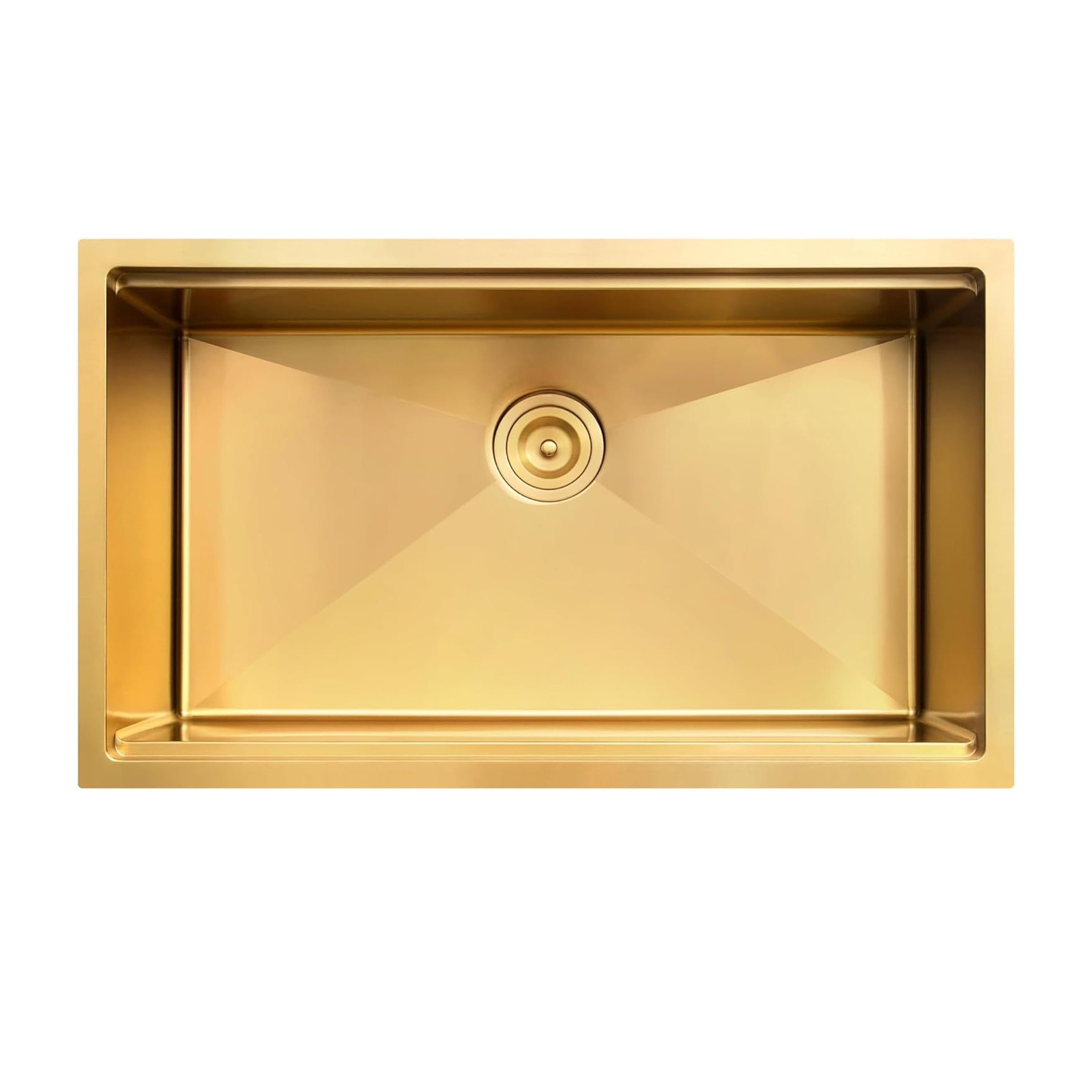 CB HOME 32'' Unterbau-Küchenspüle Gold, Einbau-Küchenspüle Schwarz/Edelstahl, Einzelbecken-Küchenspüle mit Zubehör