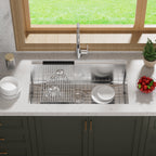 CB HOME 32'' Unterbau-Küchenspüle Gold, Einbau-Küchenspüle Schwarz/Edelstahl, Einzelbecken-Küchenspüle mit Zubehör