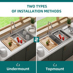 CB HOME 32'' Unterbau-Küchenspüle Gold, Einbau-Küchenspüle Schwarz/Edelstahl, Einzelbecken-Küchenspüle mit Zubehör