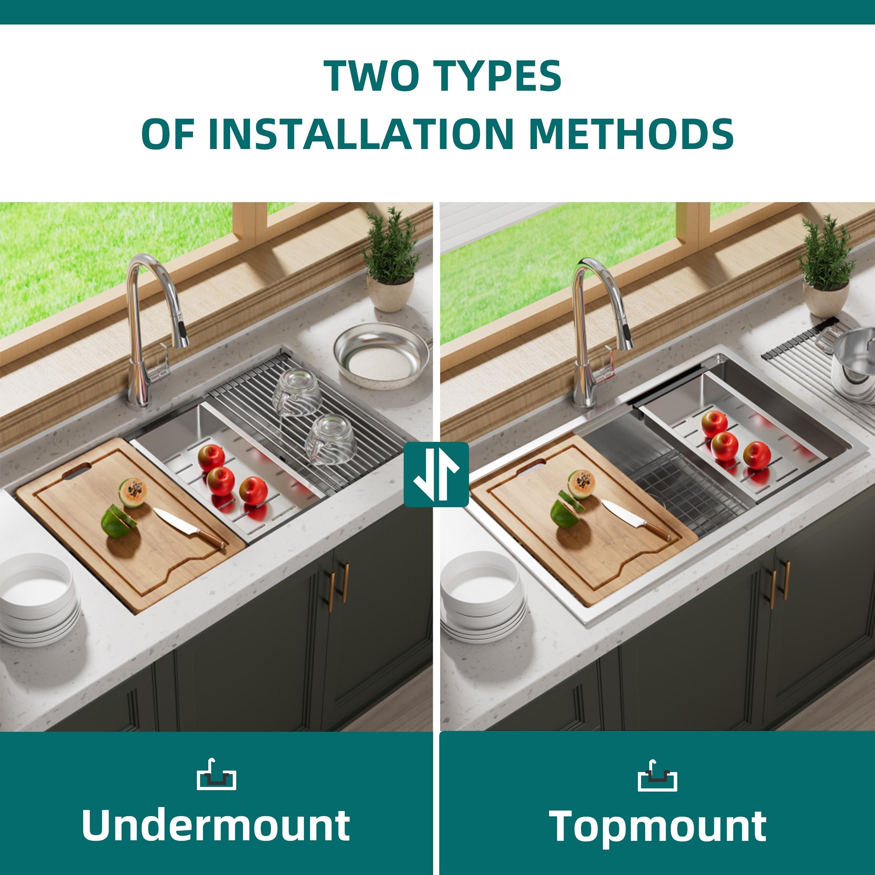 CB HOME 32'' Unterbau-Küchenspüle Gold, Einbau-Küchenspüle Schwarz/Edelstahl, Einzelbecken-Küchenspüle mit Zubehör