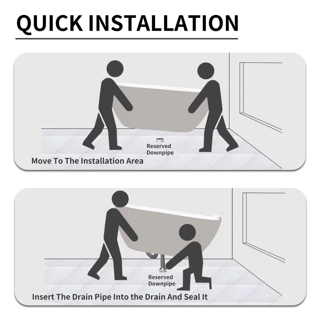 CB HOME 59''/67'' freistehende Acryl-Badewannen, einseitig wandmontiert, Überlauf links/rechts