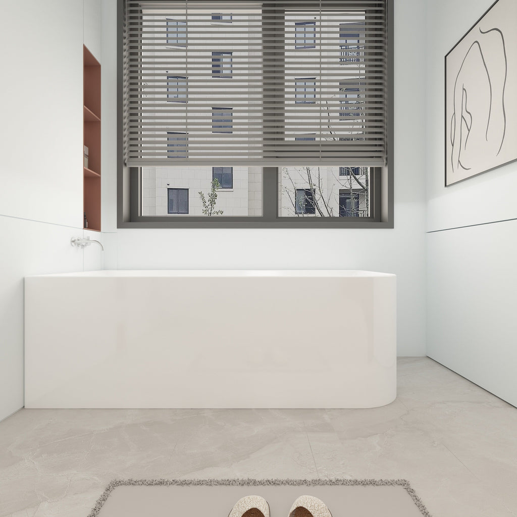 CB HOME 59''/67'' freistehende Acryl-Badewannen, einseitig wandmontiert, Überlauf links/rechts