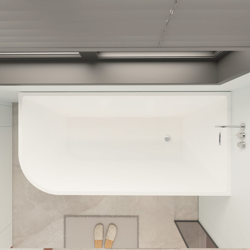 CB HOME 59''/67'' freistehende Acryl-Badewannen, einseitig wandmontiert, Überlauf links/rechts