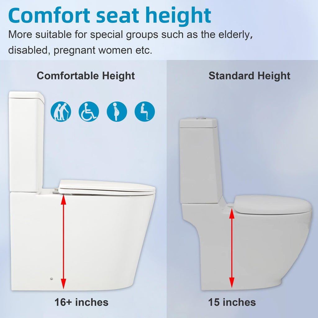 CB HOME 24'' Kompaktes, einteiliges WC, modernes Siphon-WC mit Zweimengenspülung und Soft-Close-Sitz, 16,5'' Komforthöhe