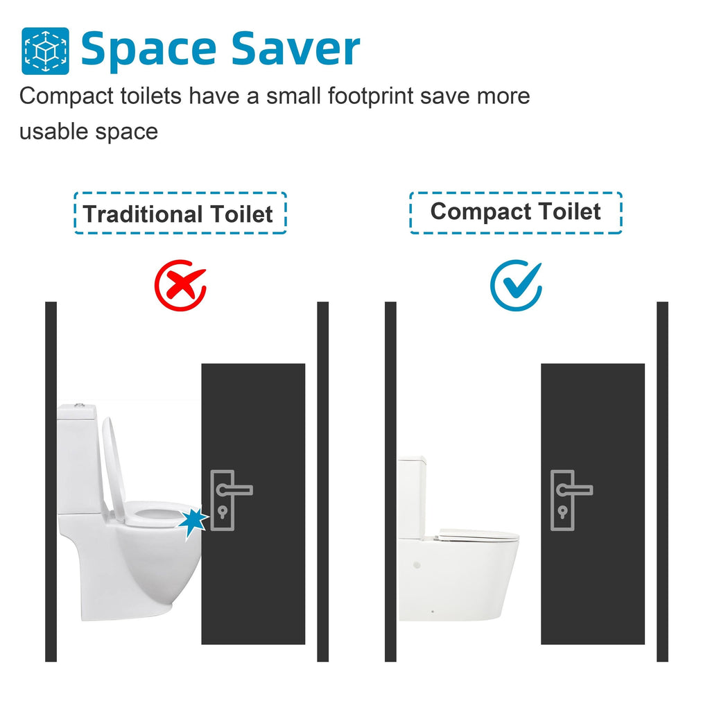 CB HOME 24'' Kompaktes, einteiliges WC, modernes Siphon-WC mit Zweimengenspülung und Soft-Close-Sitz, 16,5'' Komforthöhe