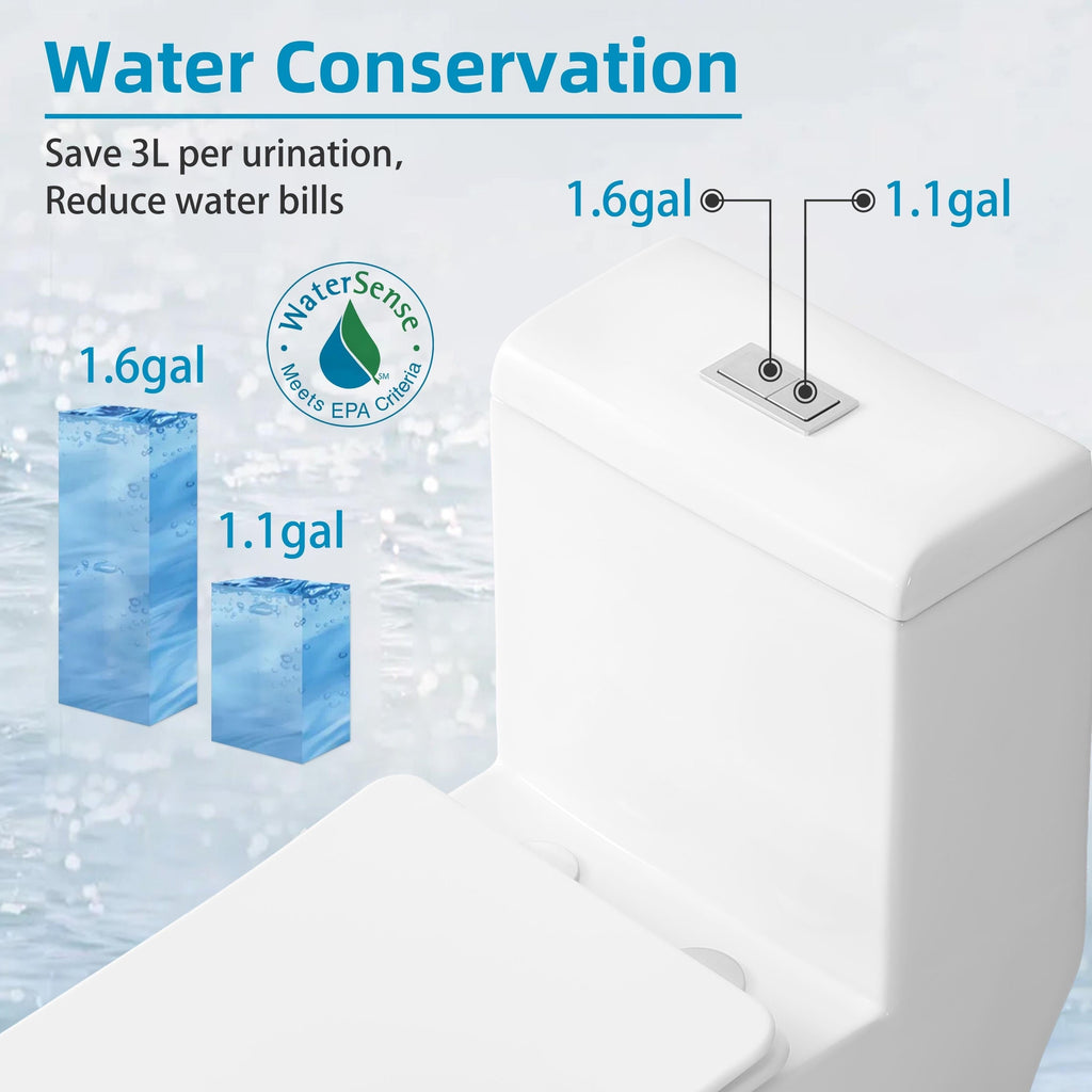 CB HOME 24'' Kompaktes, einteiliges WC, modernes Siphon-WC mit Zweimengenspülung und Soft-Close-Sitz, 16,5'' Komforthöhe