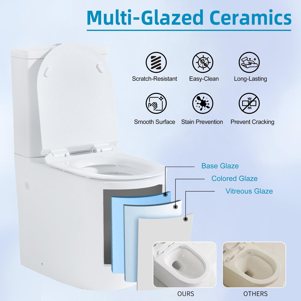 CB HOME 24'' Kompaktes, einteiliges WC, modernes Siphon-WC mit Zweimengenspülung und Soft-Close-Sitz, 16,5'' Komforthöhe