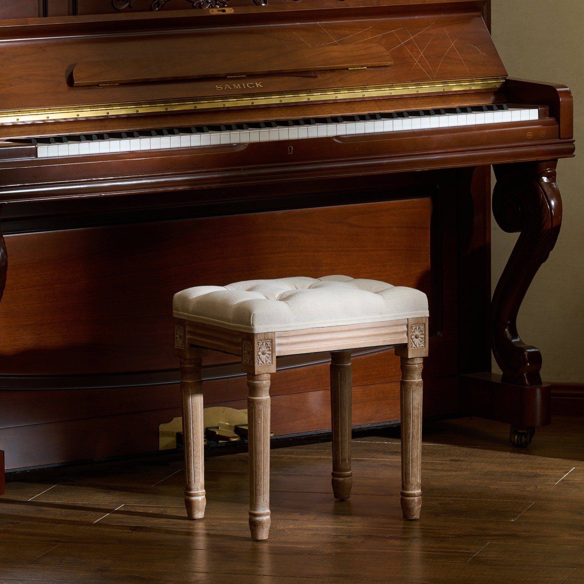 CO-Z Französischer Vintage-Fußhocker und Schminkhocker mit Polsterung