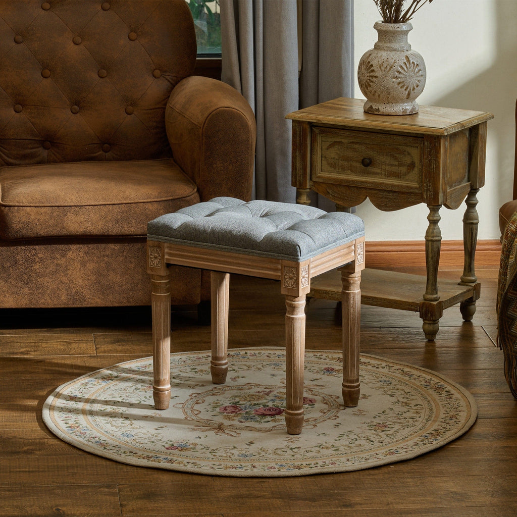 CO-Z Französischer Vintage-Fußhocker und Schminkhocker mit Polsterung