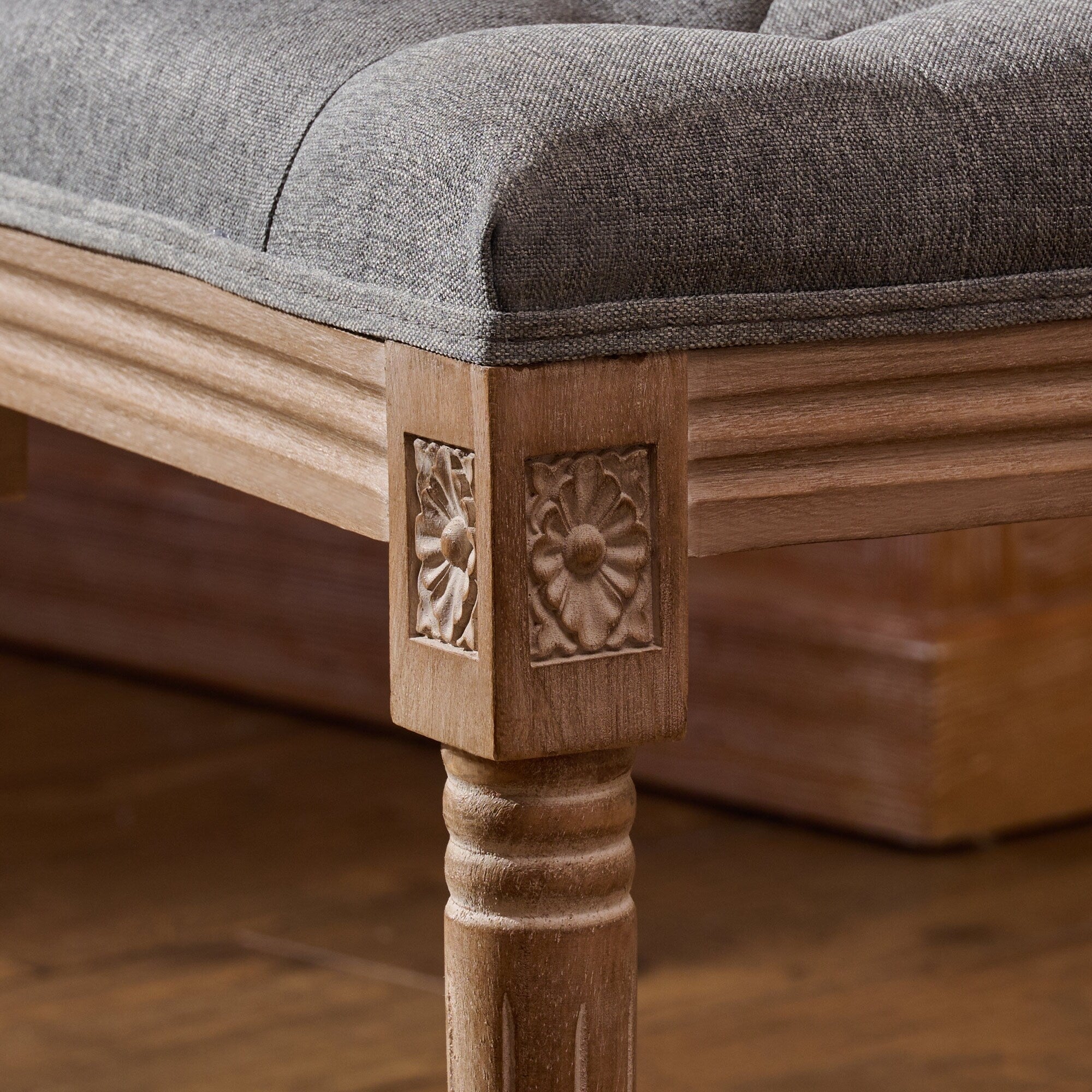 CO-Z Französischer Vintage-Fußhocker und Schminkhocker mit Polsterung