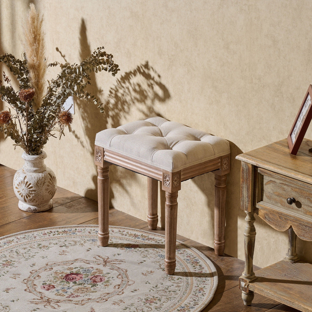 CO-Z Französischer Vintage-Fußhocker und Schminkhocker mit Polsterung