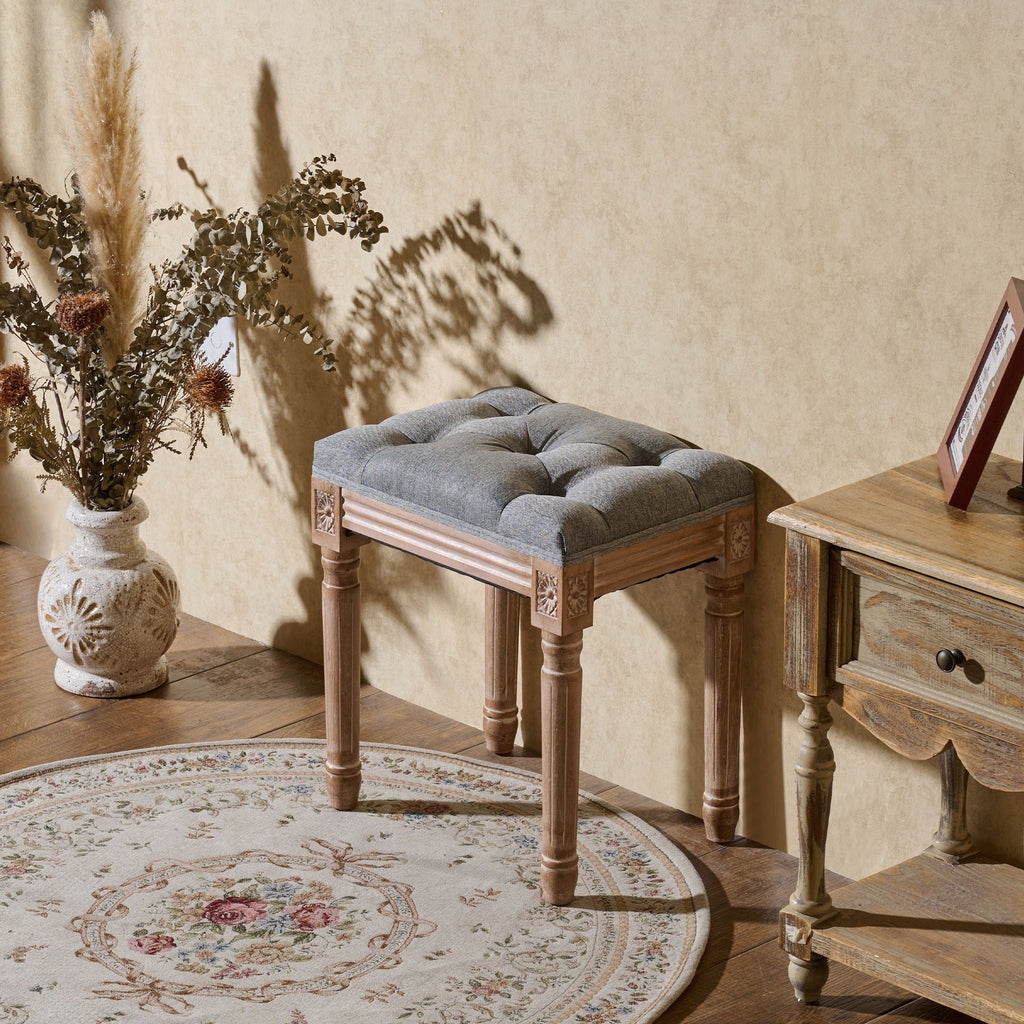CO-Z Französischer Vintage-Fußhocker und Schminkhocker mit Polsterung