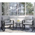 Gemütliches 3-teiliges Outdoor-Schaukelstuhl-Set mit Beistelltisch