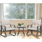 Gemütliches 3-teiliges Outdoor-Schaukelstuhl-Set mit Beistelltisch