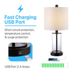 Cabell 21 Moderne LED-Tischleuchte aus Glas mit USB-Ladefunktion, geöltes Bronze-Finish (2er-Set) von JONATHAN Y