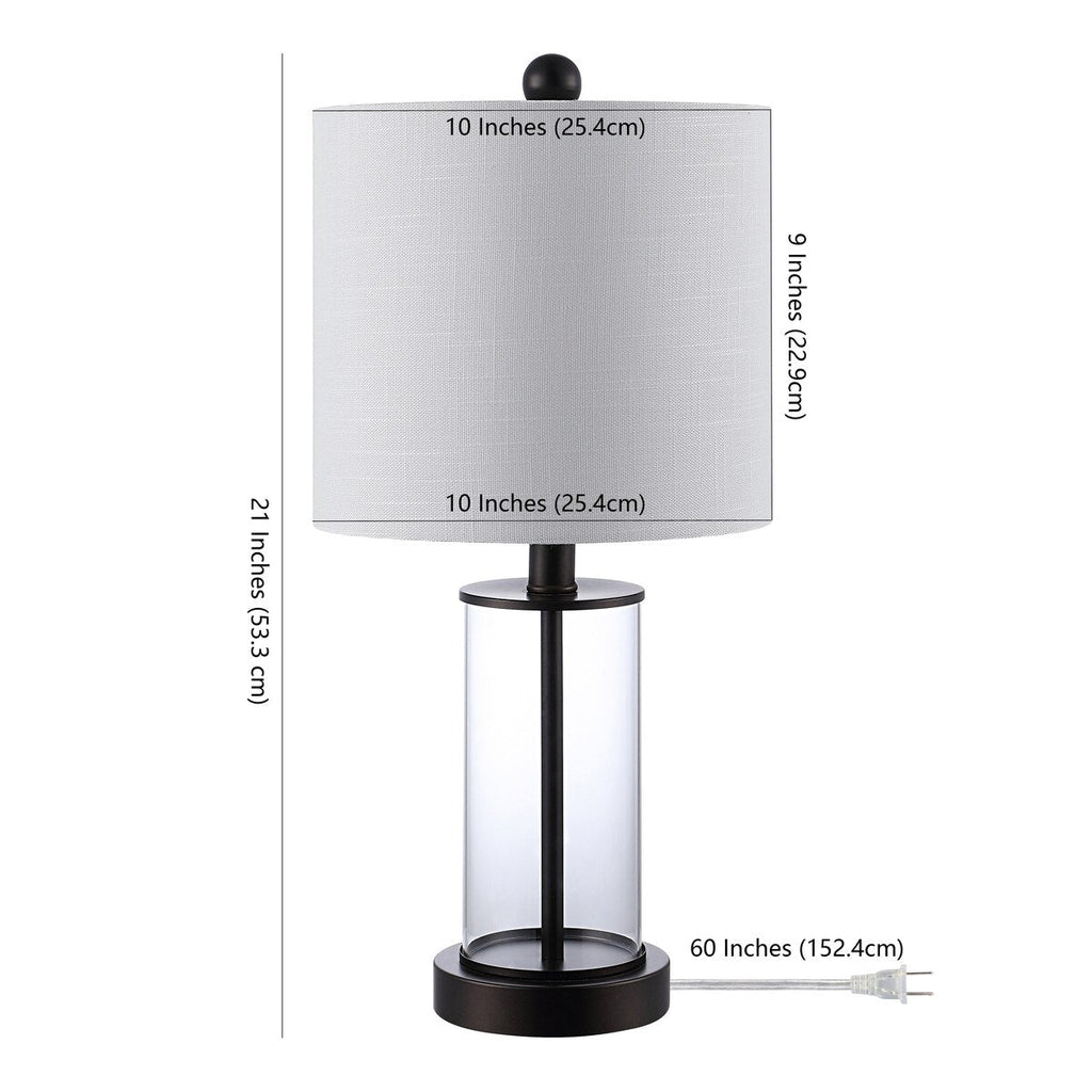 Cabell 21 Moderne LED-Tischleuchte aus Glas mit USB-Ladefunktion, geöltes Bronze-Finish (2er-Set) von JONATHAN Y