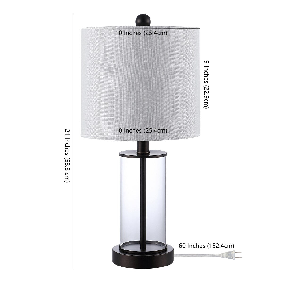 Cabell 21 Moderne LED-Tischleuchte aus Glas mit USB-Ladefunktion, geöltes Bronze-Finish (2er-Set) von JONATHAN Y