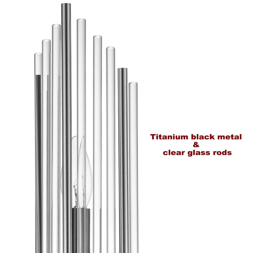 Moderne Wandleuchte Cabrera aus Metall mit wunderschönen, kristallklaren Glasstäben für das Badezimmer, 2er-Set