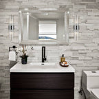 Moderne Wandleuchte Cabrera aus Metall mit wunderschönen, kristallklaren Glasstäben für das Badezimmer, 2er-Set