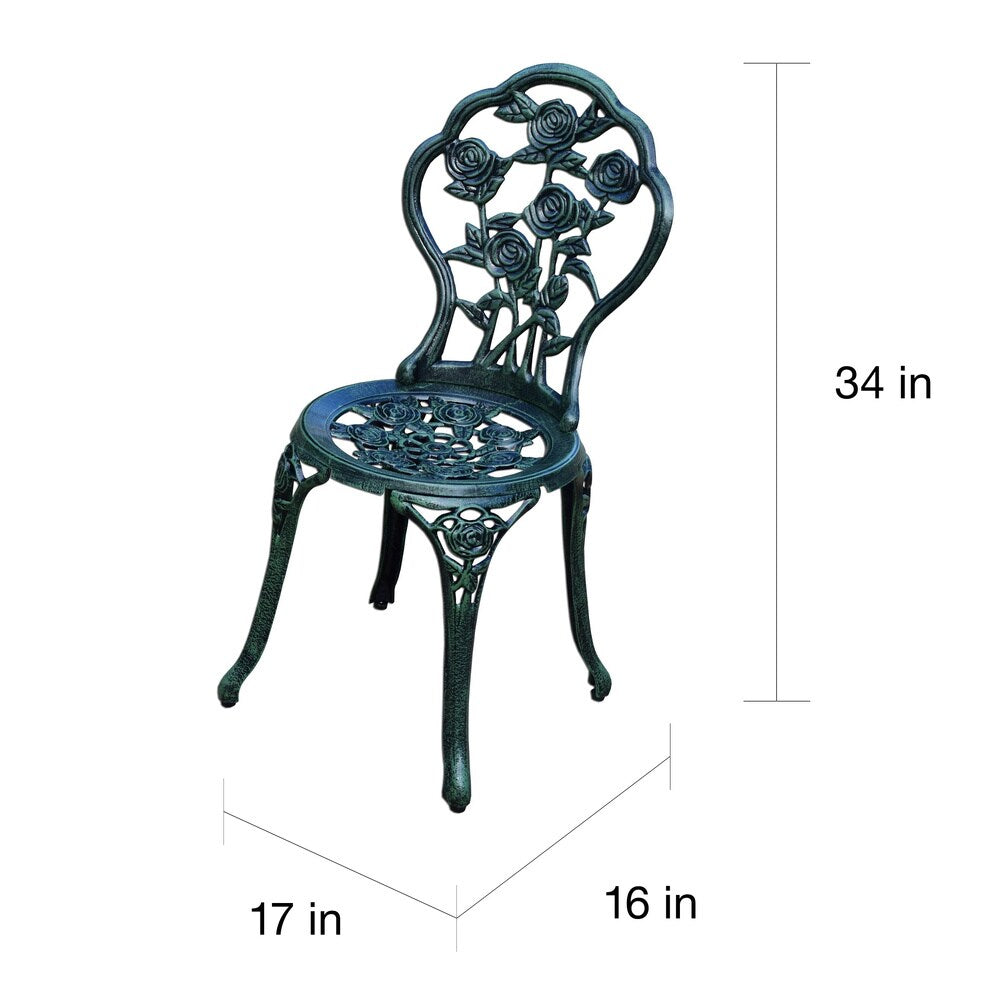 Camellia Bistro-Set, 3-teilig, aus Aluminiumguss, Verdi Green, bestehend aus Tisch und 2 Stühlen