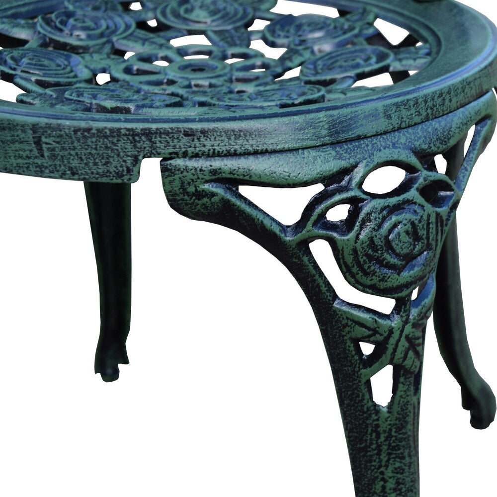 Camellia Bistro-Set, 3-teilig, aus Aluminiumguss, Verdi Green, bestehend aus Tisch und 2 Stühlen