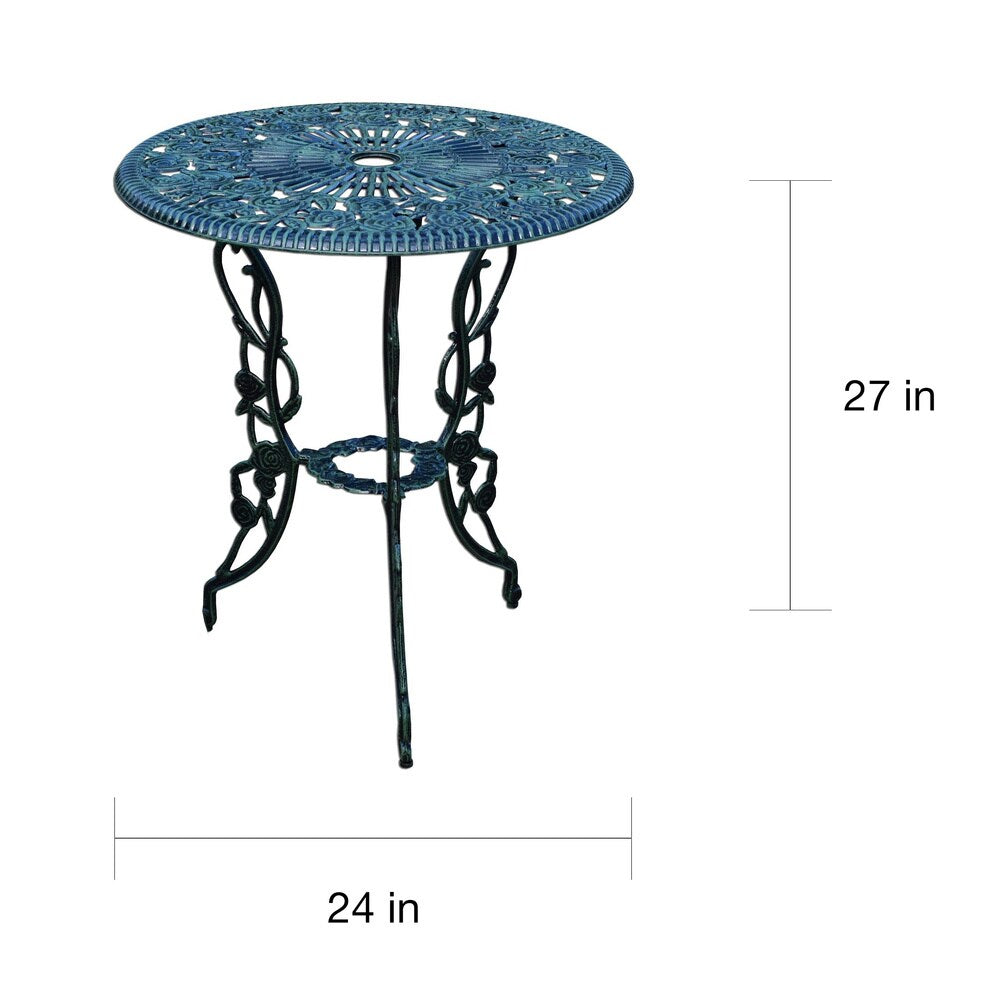 Camellia Bistro-Set, 3-teilig, aus Aluminiumguss, Verdi Green, bestehend aus Tisch und 2 Stühlen