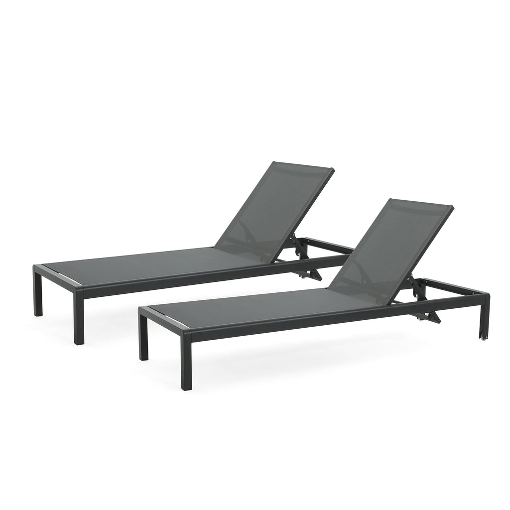 Gartenliege aus Aluminium, Modell Cape Coral (2er-Set), von Christopher Knight Home – 77,56 cm T x 25,20 cm B x 11,80 cm H