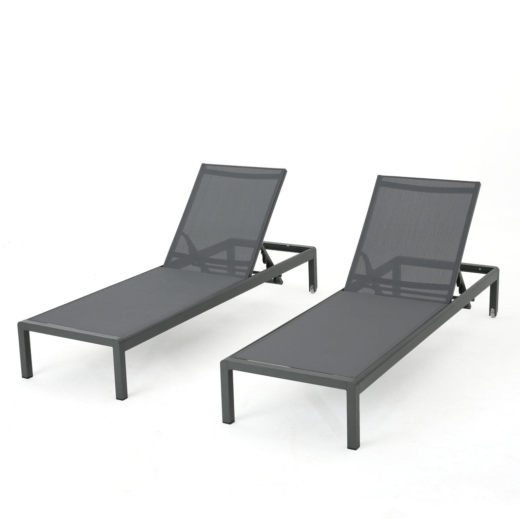 Gartenliege aus Aluminium, Modell Cape Coral (2er-Set), von Christopher Knight Home – 77,56 cm T x 25,20 cm B x 11,80 cm H