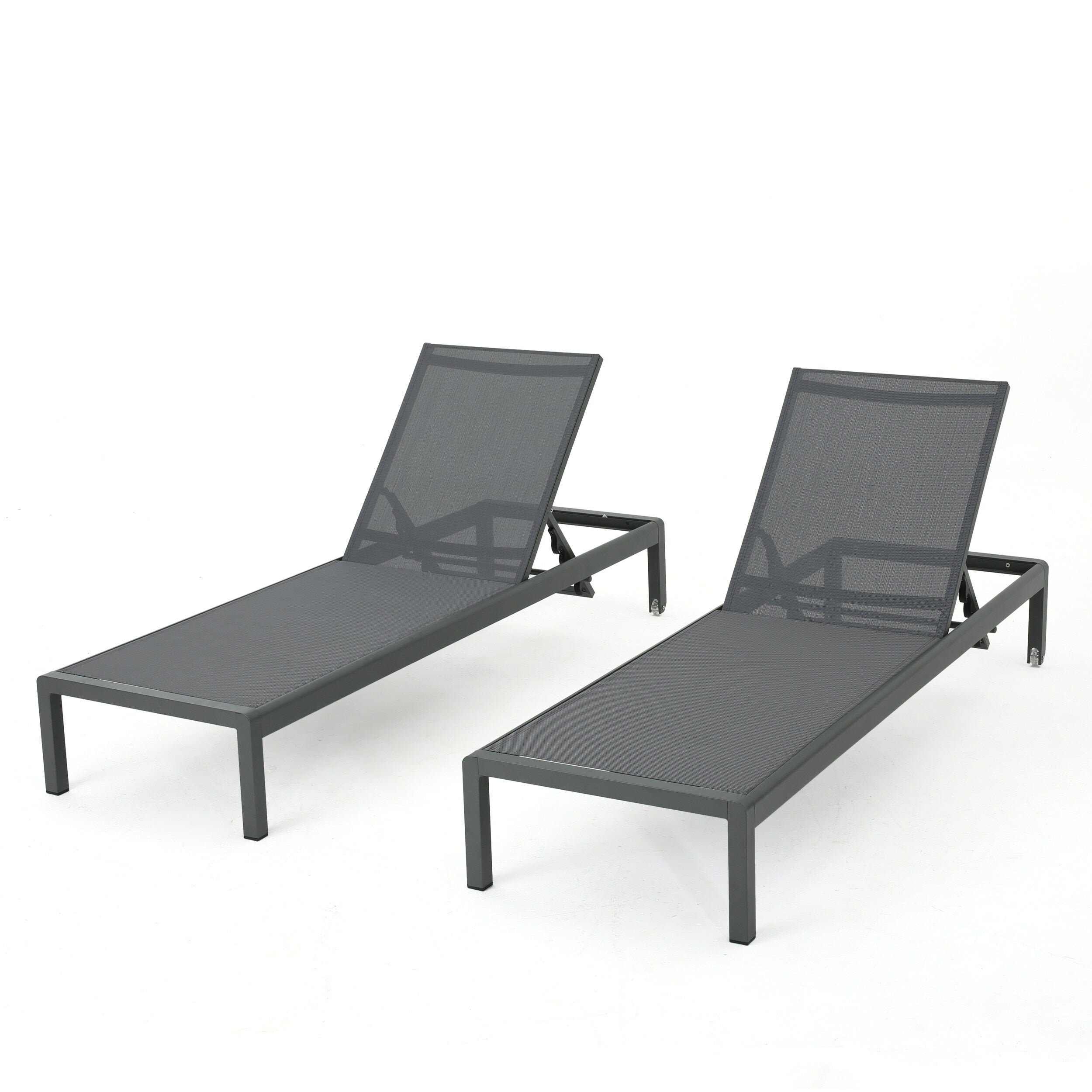 Gartenliege aus Aluminium, Modell Cape Coral (2er-Set), von Christopher Knight Home – 77,56 cm T x 25,20 cm B x 11,80 cm H