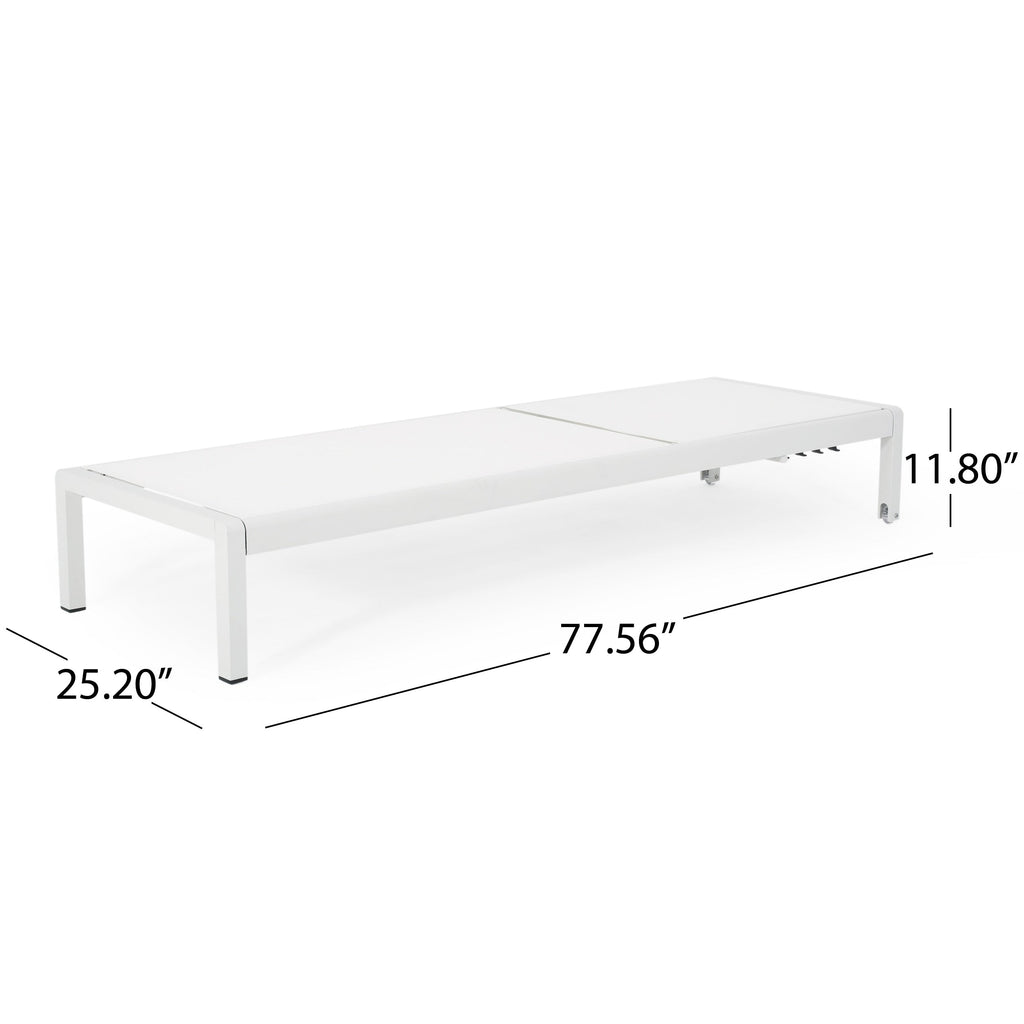 Gartenliege aus Aluminium, Modell Cape Coral (2er-Set), von Christopher Knight Home – 77,56 cm T x 25,20 cm B x 11,80 cm H