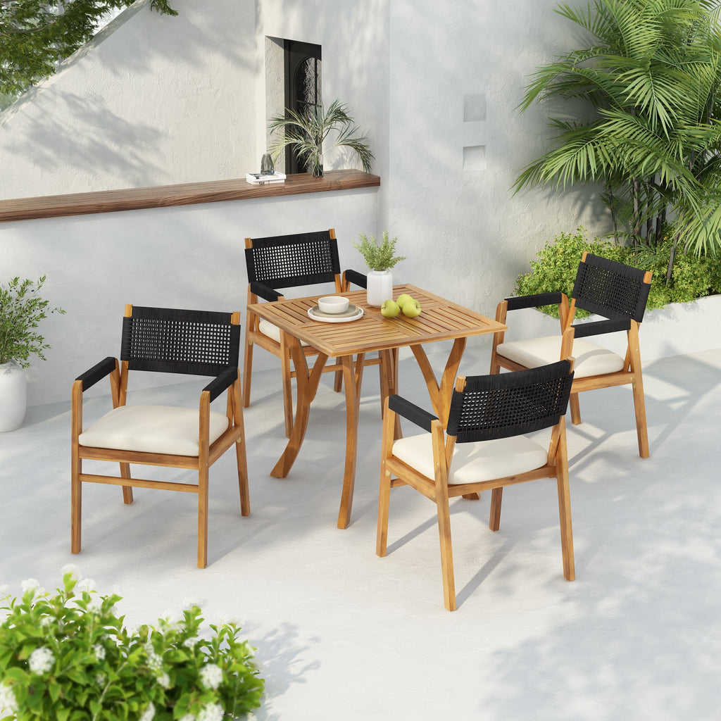 Captef Outdoor 5-teiliges Essgruppen-Set aus Akazienholz von Christopher Knight Home