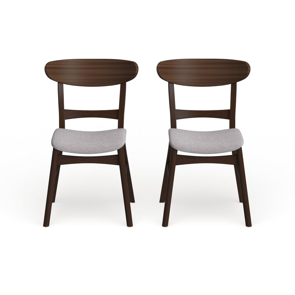 Abrielle Esszimmerstuhl im Mid-Century-Modern-Stil aus gepolstertem Gummibaumholz (2er-Set) von Christopher Knight Home