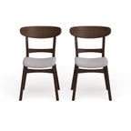 Abrielle Esszimmerstuhl im Mid-Century-Modern-Stil aus gepolstertem Gummibaumholz (2er-Set) von Christopher Knight Home