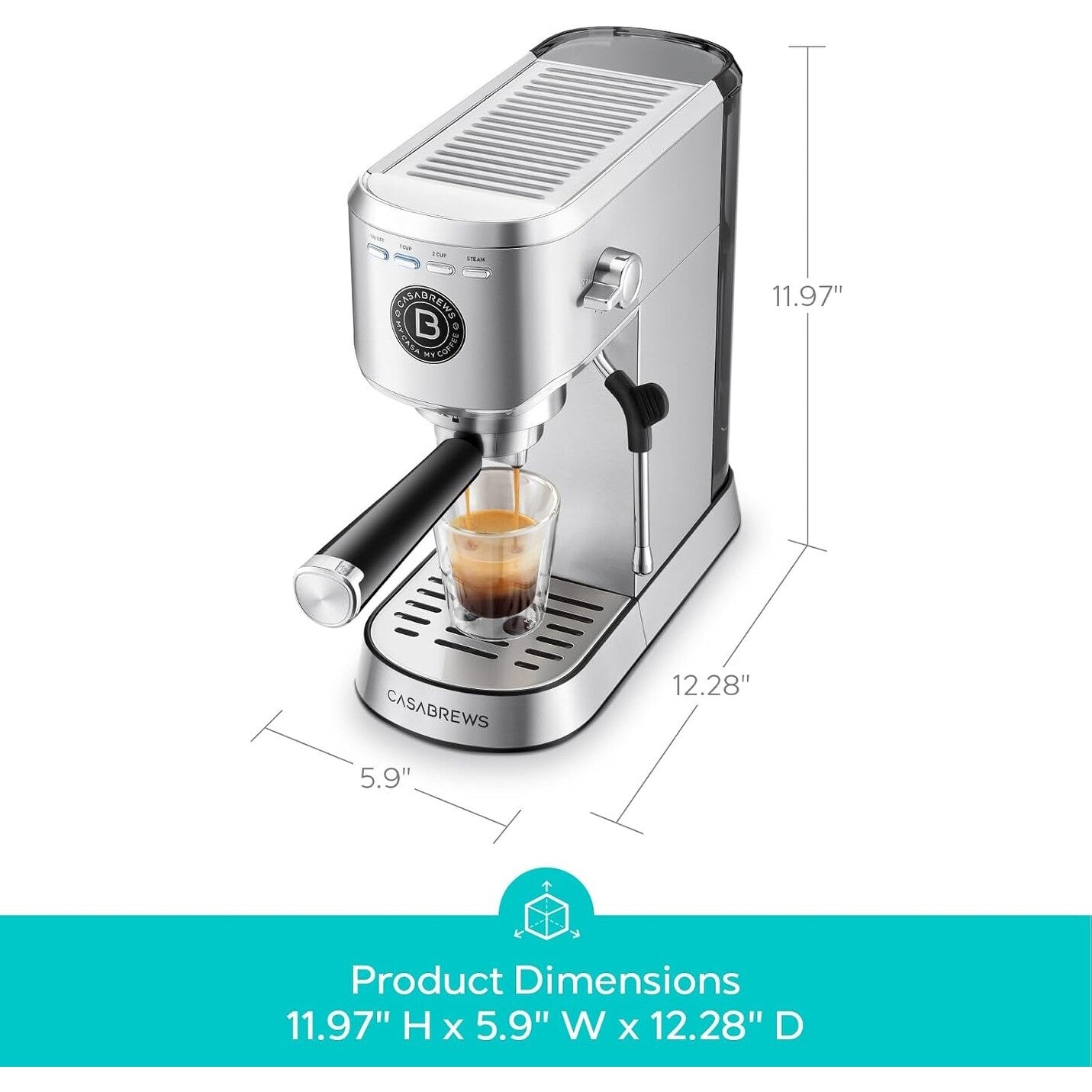 CASABREWS CM5418Basic 20-Bar Espressomaschine mit Milchaufschäumfunktion für Zuhause