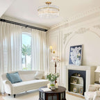 Casandra 4-flammige Deckenleuchte aus gebürstetem Messing mit Kristallglas