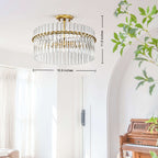 Casandra 4-flammige Deckenleuchte aus gebürstetem Messing mit Kristallglas