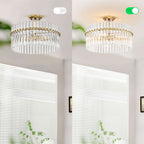 Casandra 4-flammige Deckenleuchte aus gebürstetem Messing mit Kristallglas