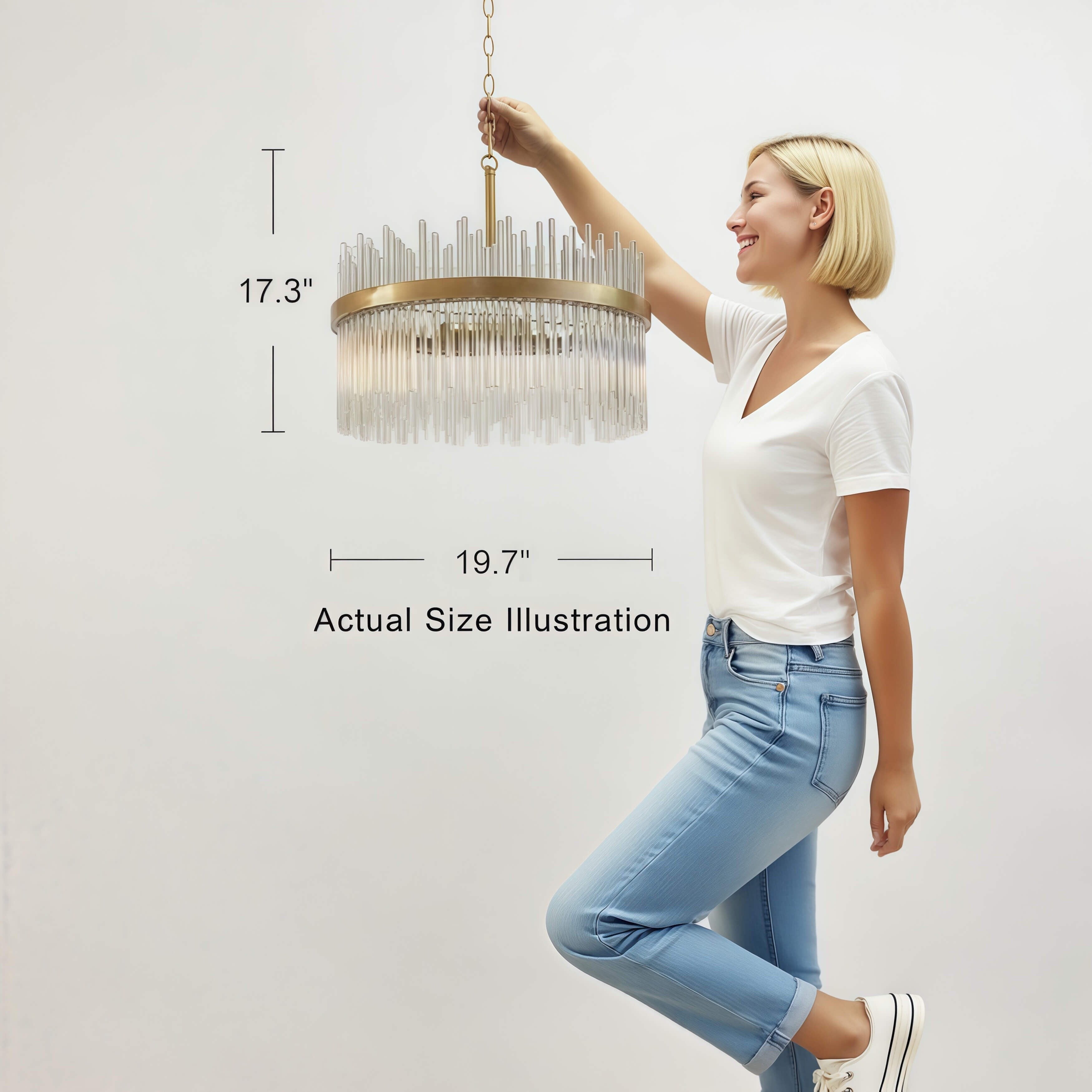 Casandra 5-flammiger Kronleuchter in glänzendem Bronze mit klaren Glasstäben – Glänzendes Bronze