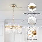 Casandra 5-flammiger Kronleuchter in glänzendem Bronze mit klaren Glasstäben – Glänzendes Bronze